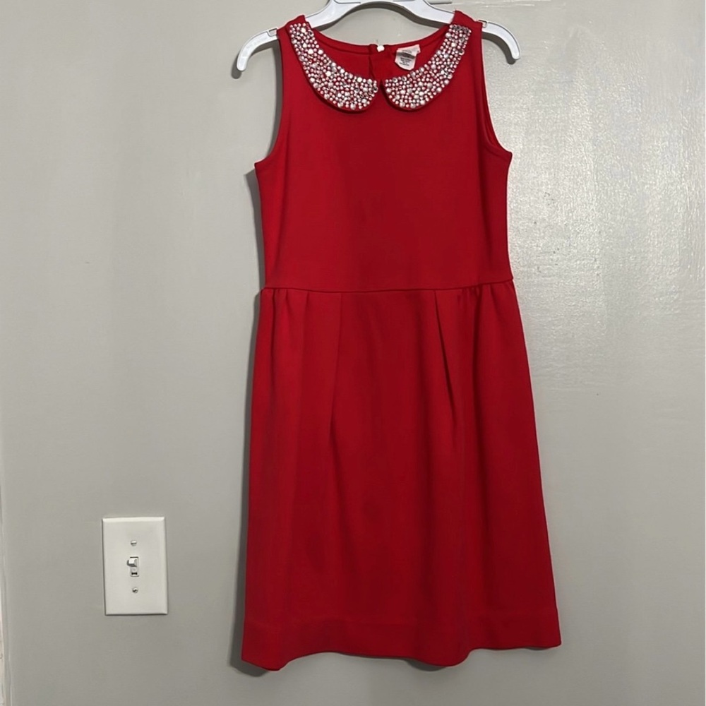 Crewcuts Red Sleeveless Dress with Embellished Collar